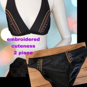 VM black embroidered bikini small